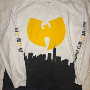 Wu Tang Clan Men's T-Shirt 2XL White Y2K Logo City Hip Hop Rap Streetwear *FLAW